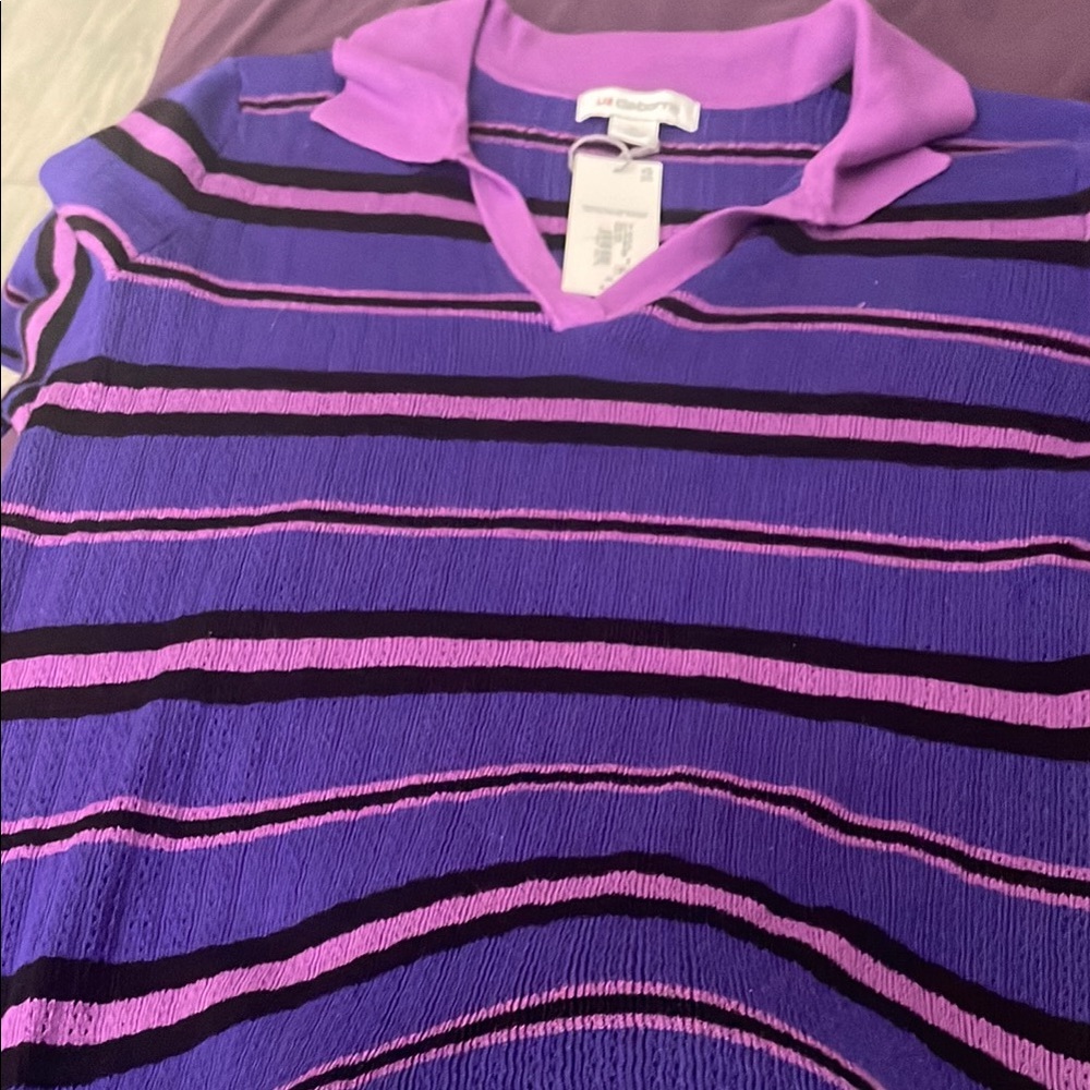 J. McLaughlin Purple Striped Polo Shirt